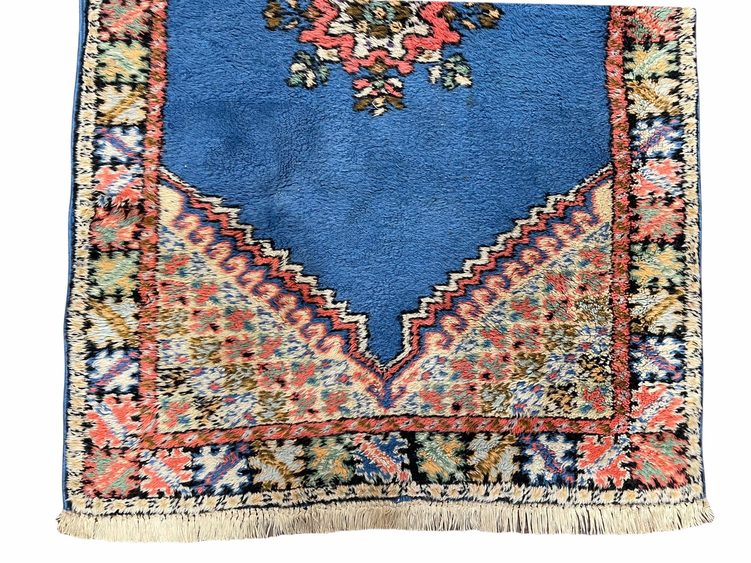 Vintage Moroccan Tribal Rug 2' 9" x 4' 7", Hand-Knotted Wool Medallion Carpet, 2.5 x 4 to 3x5 Boho Area Rugs, Small Oriental Blue Accent Rug - Jewel Rugs