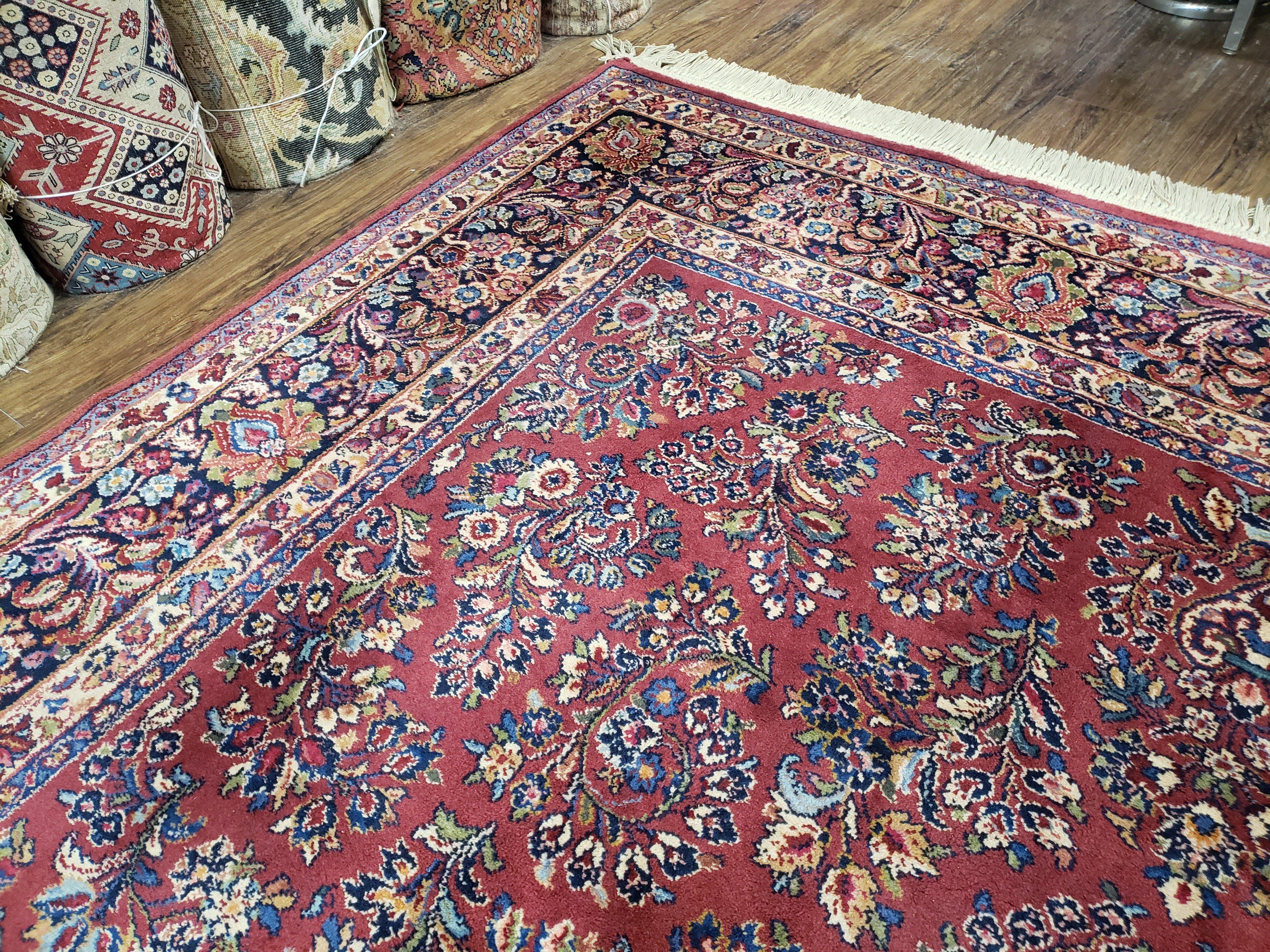 Vintage Karastan Rug Sarouk #785, Karastan 8.8 x 12 ft, Discontinued Karastan Rugs, Original 700 Series, Red Karastan Wool Carpet, Area Rug - Jewel Rugs