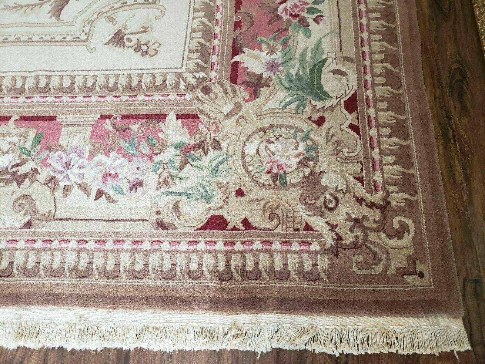 12' X 18' Magnificent Handmade Wool Rug Chinese Aubusson Savonnerie Design Nice - Jewel Rugs