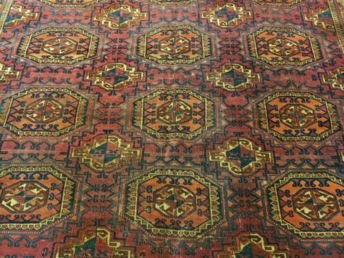 5' 5" X 7' Antique Handmade Tekkeh Turkoman Engsi Hatchli Wool Rug Red - Jewel Rugs