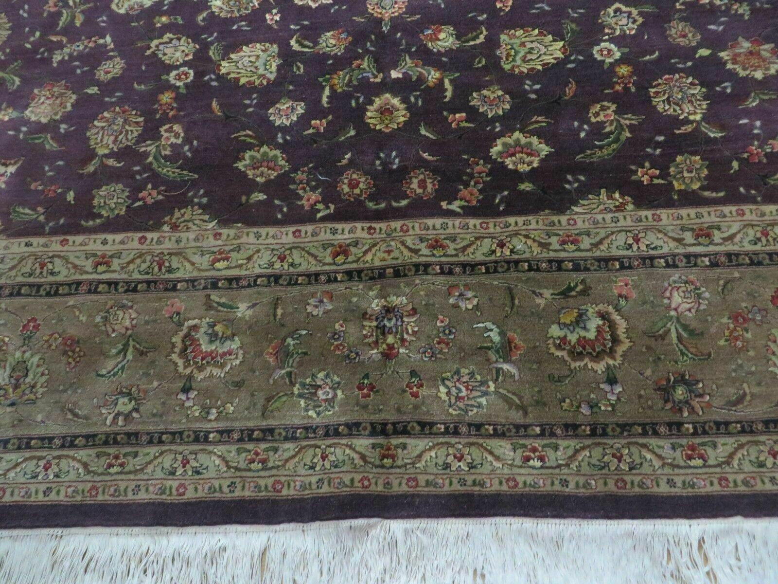 9' X 12' Vintage Handmade Oriental Wool Rug Chinese Hand Knotted Carpet Aubergine - Jewel Rugs