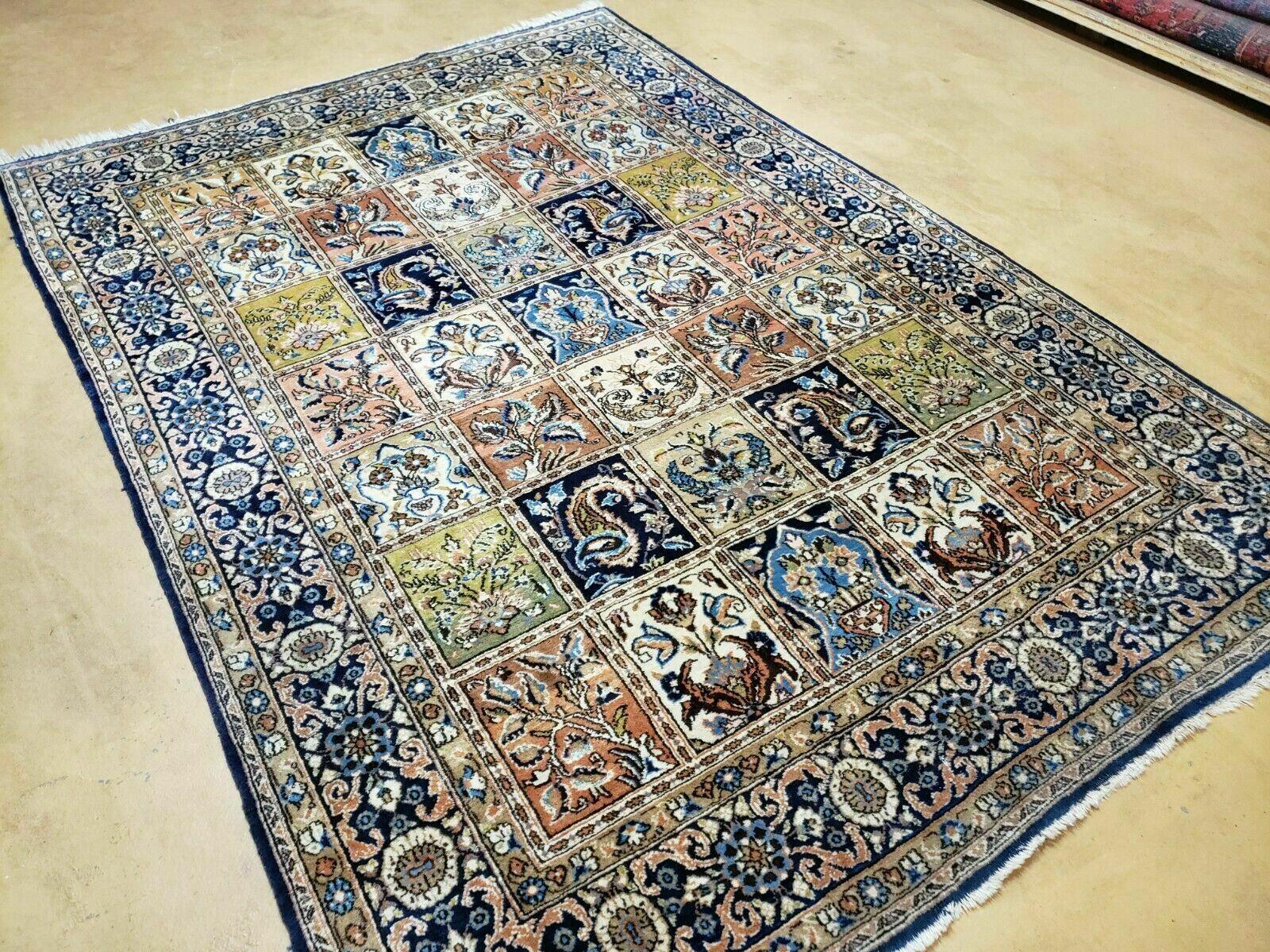 5' X 7' Persian Qum Handmade Carpet - Four Season Kheshti Garden Panel Design - Wool & Silk Rug - Jewel Rugs