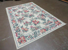 4' X 6' Handmade French Garden Aubusson Savonnerie Design Needlepoint Wool Rug - Jewel Rugs