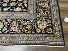 Wonderful Navy Blue Persian Kashan Rug 11x13, Allover Floral Design with Central Medallion, Wool Hand-Knotted Antique Carpet, Signed Rabani Rug - Jewel Rugs