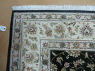 8' X 10' Vintage Handmade Chinese Floral Oriental Wool Silk Rug Black Nice - Jewel Rugs