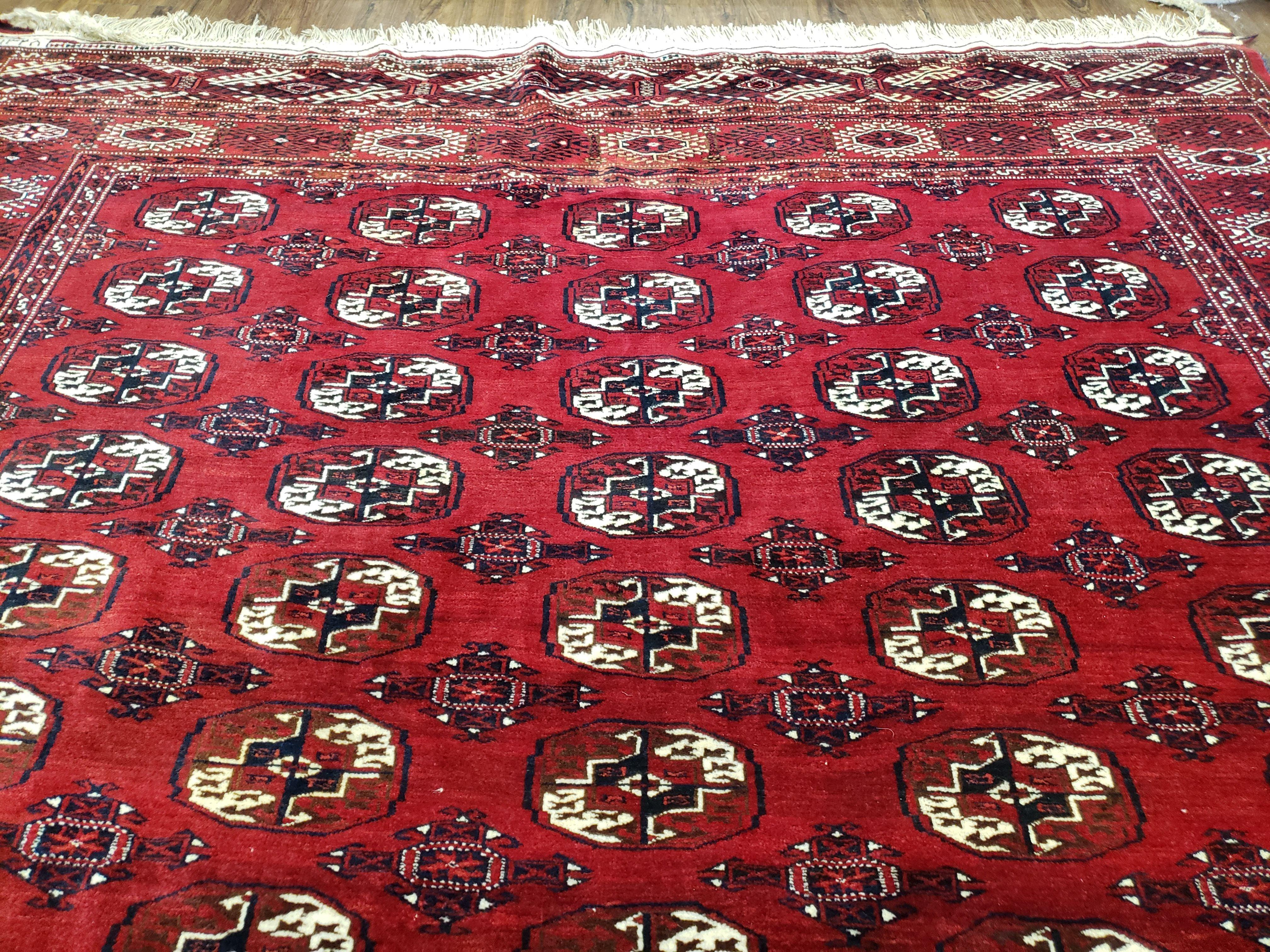 Semi Antique Red Turkoman Area Rug, Hand-Knotted, 8' x 12' 5" - Jewel Rugs