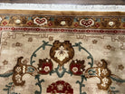 Chinese Wool Rug 5.9 x 9, Tan and Brown Asian Art Deco Carpet, Vintage 1960s Oriental Rug, Hand-Knotted Rug, Soft Wool, Medallion, Pair B - Jewel Rugs