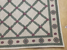 4x5 Panel Design Rug, 4' x 5' Power-Loomed Vintage Rug, Beige & Pine Green Carpet - Jewel Rugs