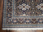 Semi-Antique Persian Kashan Rug, Midnight Blue & Ivory, Hand-Knotted, Wool, 4' 8" x 7' 4", Pair A - Jewel Rugs