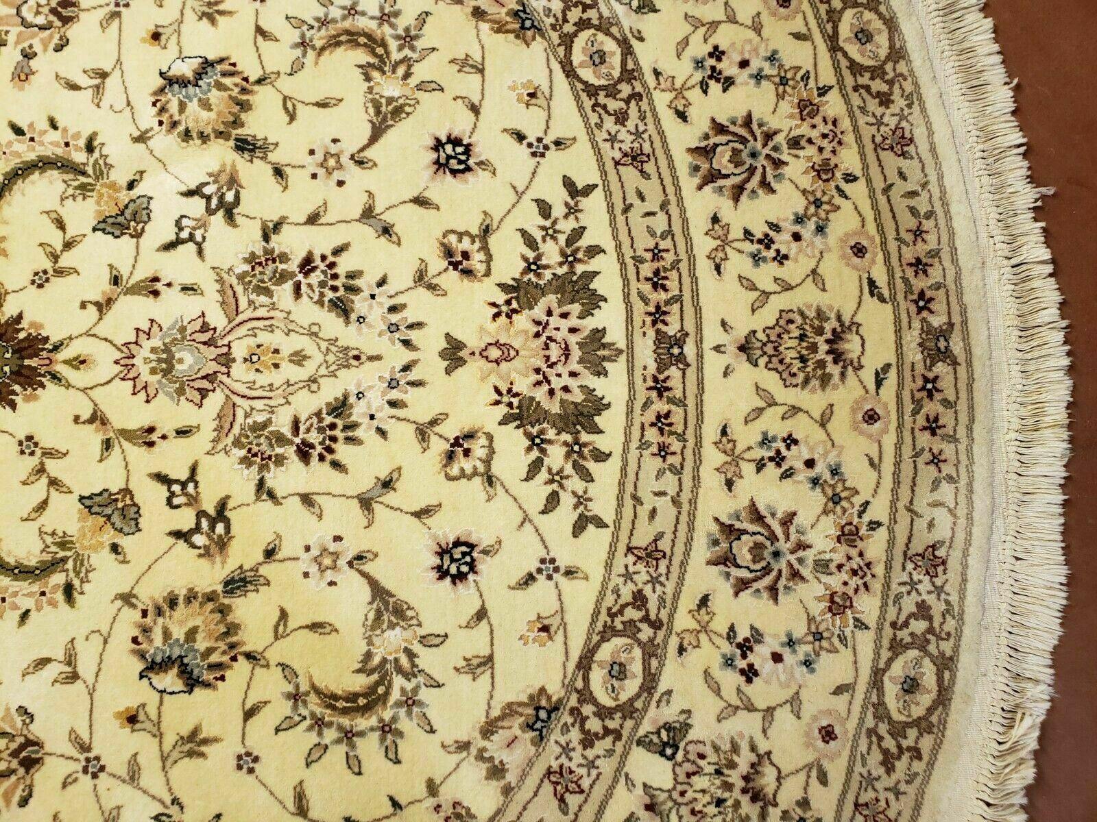 8' X 8' Handmade Ultra Fine Pakistan Floral Wool Rug Carpet Round Silk Beauty - Jewel Rugs