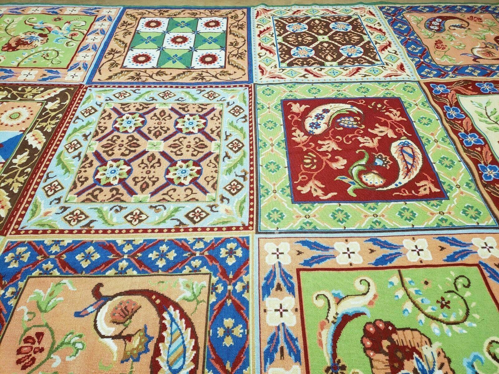 8' X 11' Handmade Chinese English Design Needlepoint Wool Rug Flat Weave Beauty - Jewel Rugs