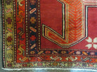 4' 10" X 11' Antique Handmade Turkish Kazak Wool Rug SHIELD Hand Knotted Red - Jewel Rugs