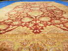 12' X 18' Hand Knotted Wool Rug Handmade Carpet One Of A Kind Floral Red Gold - Jewel Rugs