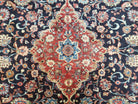 Semi Antique Persian Sarouk Rug, Dark Blue - Red - Beige, Hand-Knotted, Wool, 8'9" x 11'7" - Jewel Rugs