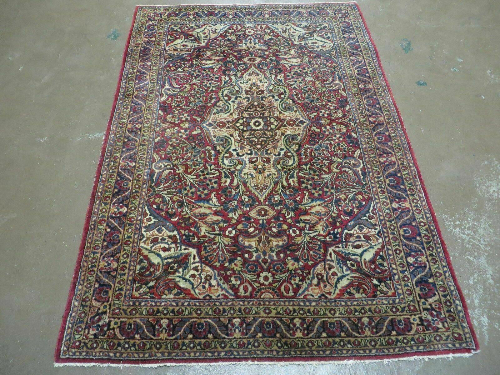 3' 5" X 5' Antique Handmade Indian Agra Fine Weave Wool Rug Organic dye Nice - Jewel Rugs