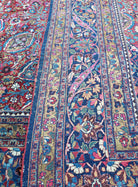 Antique Persian Mashad Oversized Area Rug, 12x17, Red, Wool, Hand-Knotted, Low Pile - Jewel Rugs