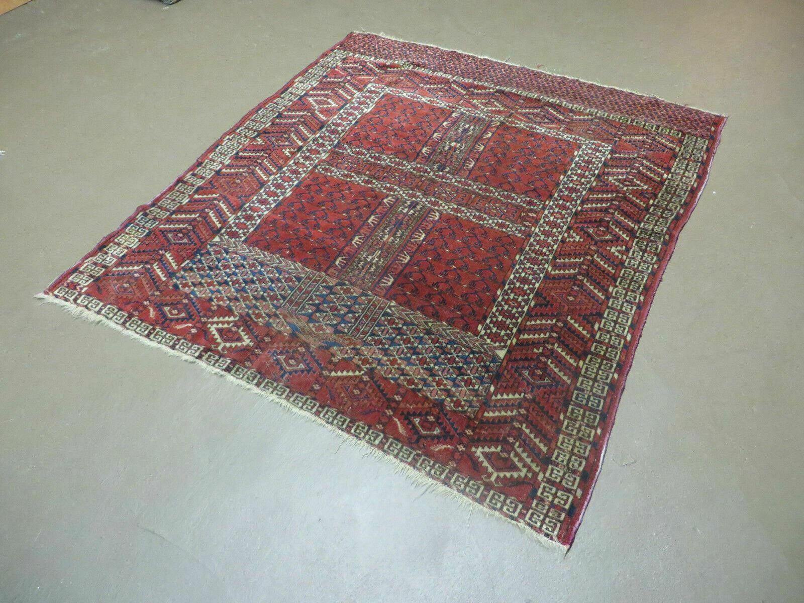 4' X 5' Antique Handmade Fine Tekkeh Turkoman Engsi Hatchli 4 Seasons Wool Rug - Jewel Rugs