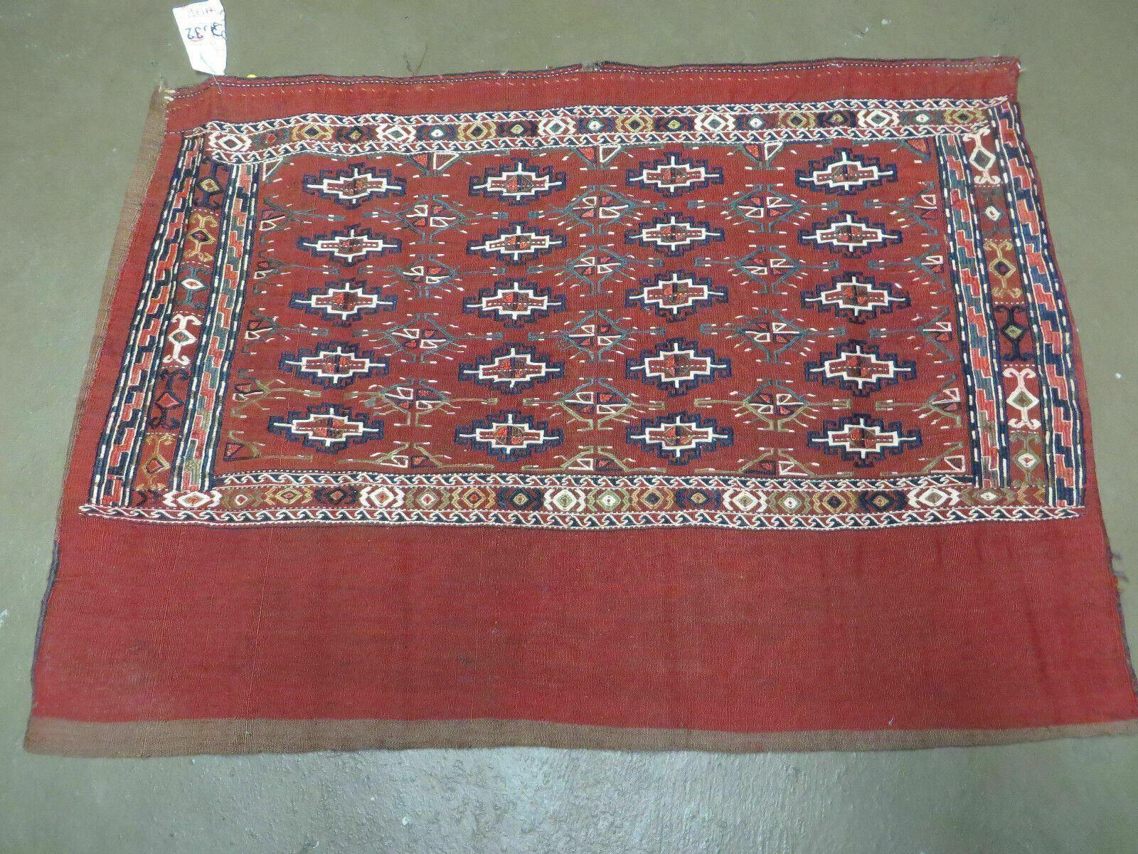 45" X 32" Antique Handmade Bokhara Turkoman Yomud Chuval Wool Rug Soumak NICE - Jewel Rugs