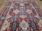 Vintage Indian Area Rug, Persian Design, Hand-Knotted Wool Carpet, Red Indo-Kirman Panel Design Rug, Birds, Floral, 6x9 Rug - Jewel Rugs