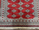 Pakistani Turkoman Rug 5x8, Turkmen Bokhara Carpet 5 x 8 ft, Red and Black, Vintage Hand Knotted Wool Area Rug, Medium Size, Bukhara Rug - Jewel Rugs