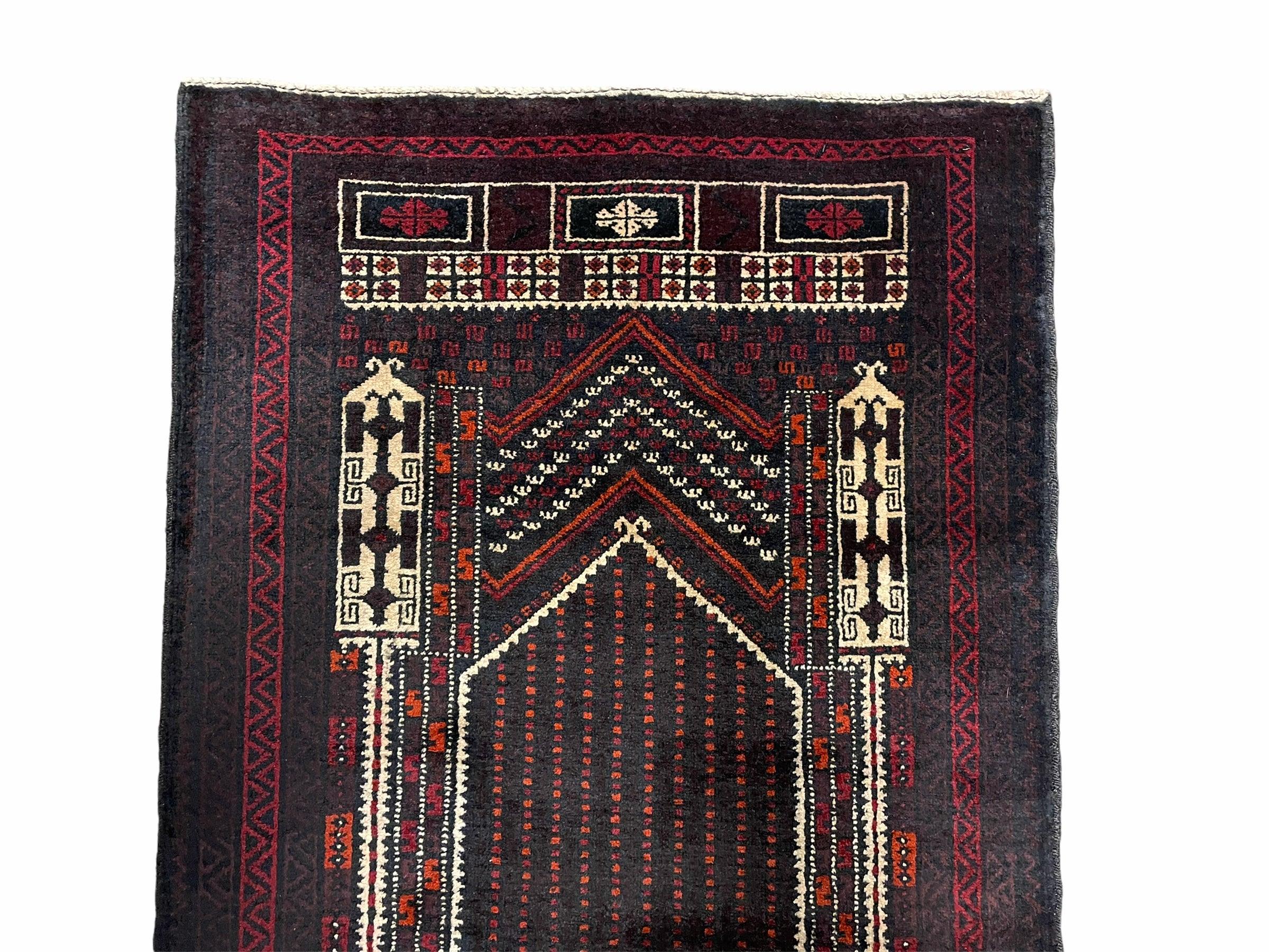 2' 9" X 4' 5" Vintage Handmade Pakistan Tribal Balouch Prayer Rug 3x5 Rug 5x3 - Jewel Rugs