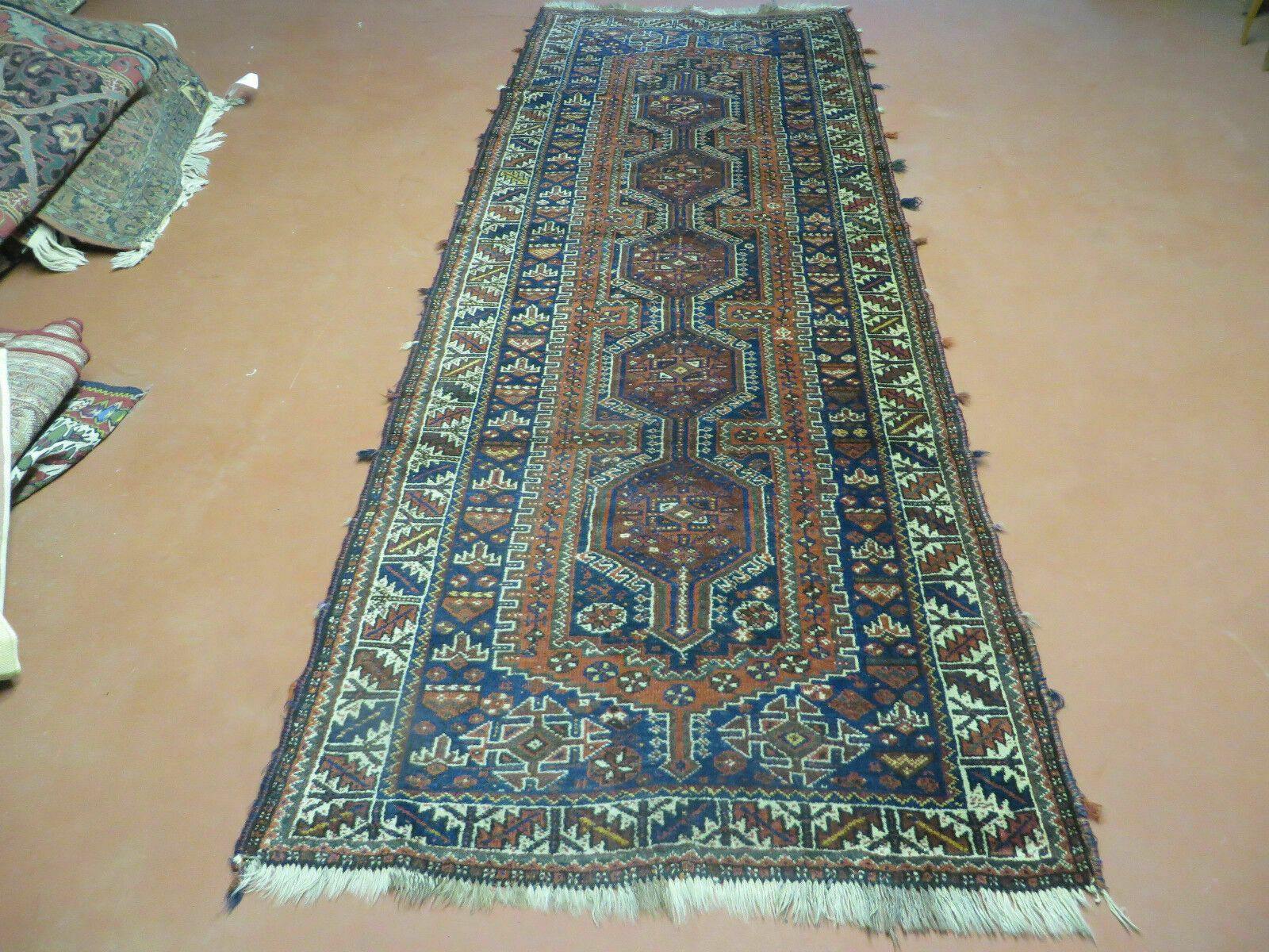 3' 5" X 9' Antique Handmade Caucasian Wool Runner Rug Nice Rare - Jewel Rugs