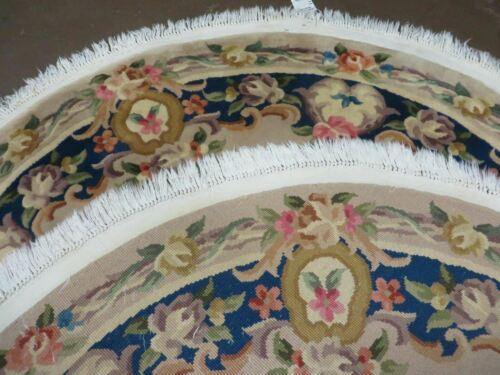 5' Vintage Round Handmade Chinese Peking Art Deco Wool Rug Flowers 90 Line - Jewel Rugs