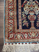 Silk Turkish Hereke Prayer Rug 2.3 x 3.7, Hand Knotted Fine Hereke Carpet, Signature from Master Weave, Flowers Vase Birds Prayer Arch, Nice - Jewel Rugs