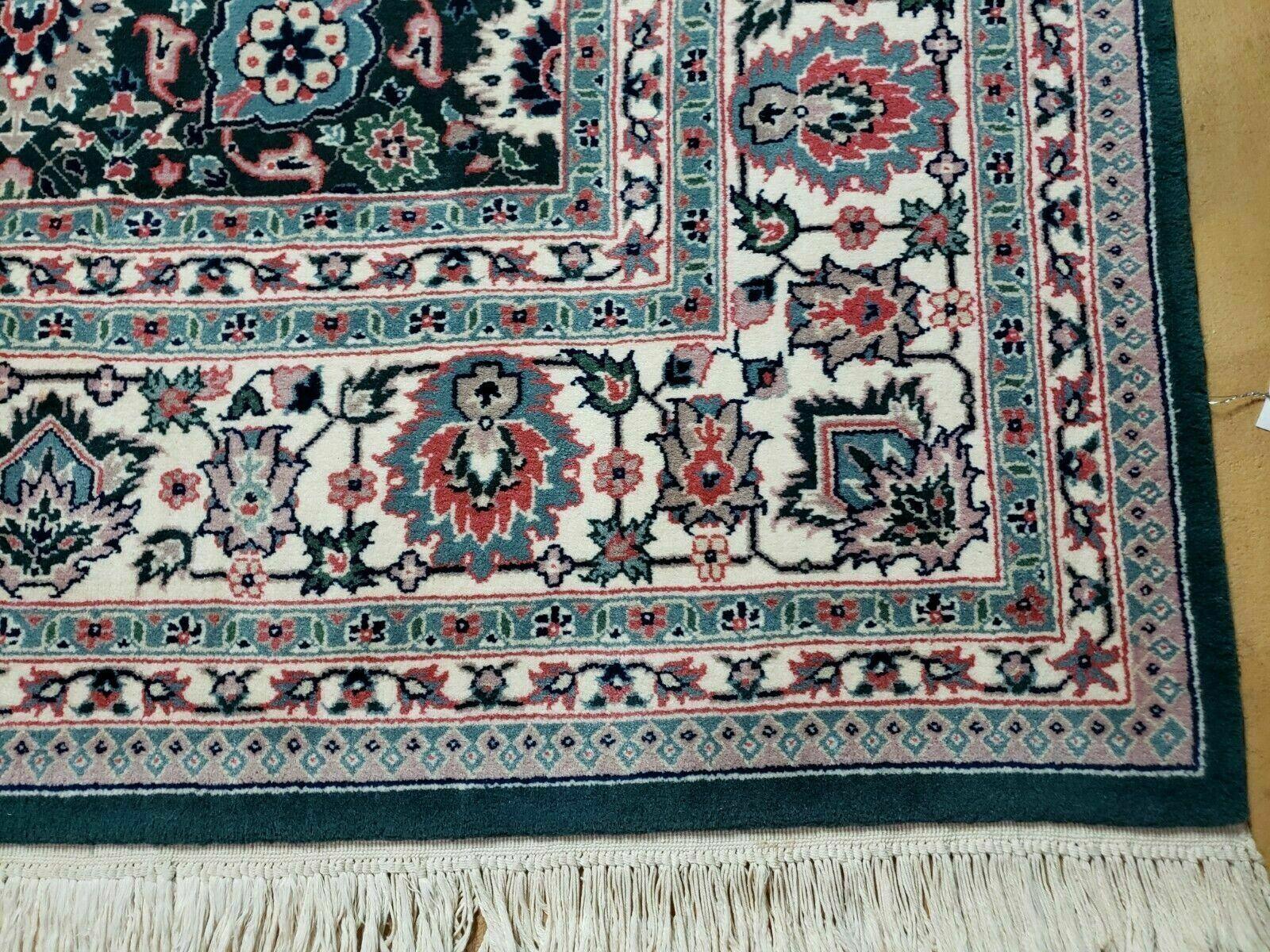 8' X 10' Handmade Indian Oriental Wool Rug Carpet Organic Dye Forest Green Nice - Jewel Rugs