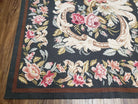 Vintage William Morris Flatweave Needlepoint Rug, Large Floral Panel Design, Handmade, Arts & Crafts/Mission Patern, Dark Green, Wool, 10x13 - Jewel Rugs