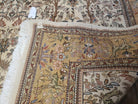 Semi Antique Persian Tabatabaie Tabriz Rug, Animal Pictorials, Ivory & Gold, Hand-Knotted, Wool, 7' 10" x 10' 6" - Jewel Rugs