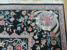 8' X10' Handmade Chinese Floral Oriental Wool Rug Carpet Flower Bouquet Black - Jewel Rugs