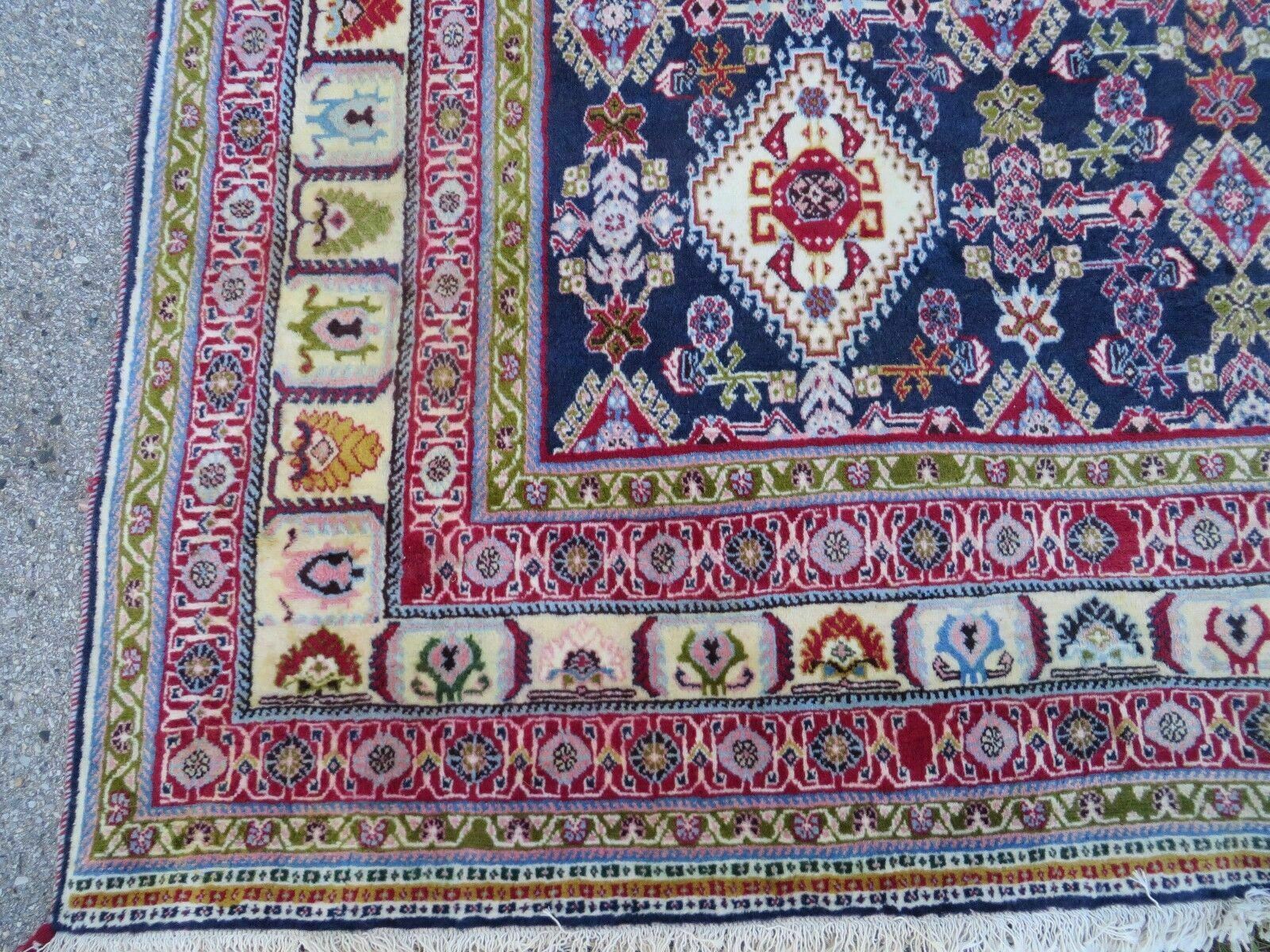 Oversized Persian Shiraz Tribal Rug 13x19, Palace Sized Oriental Carpet, Handmade Hand-Knotted X Large Rug, Red Blue Cream, Allover Herati Pattern - Jewel Rugs