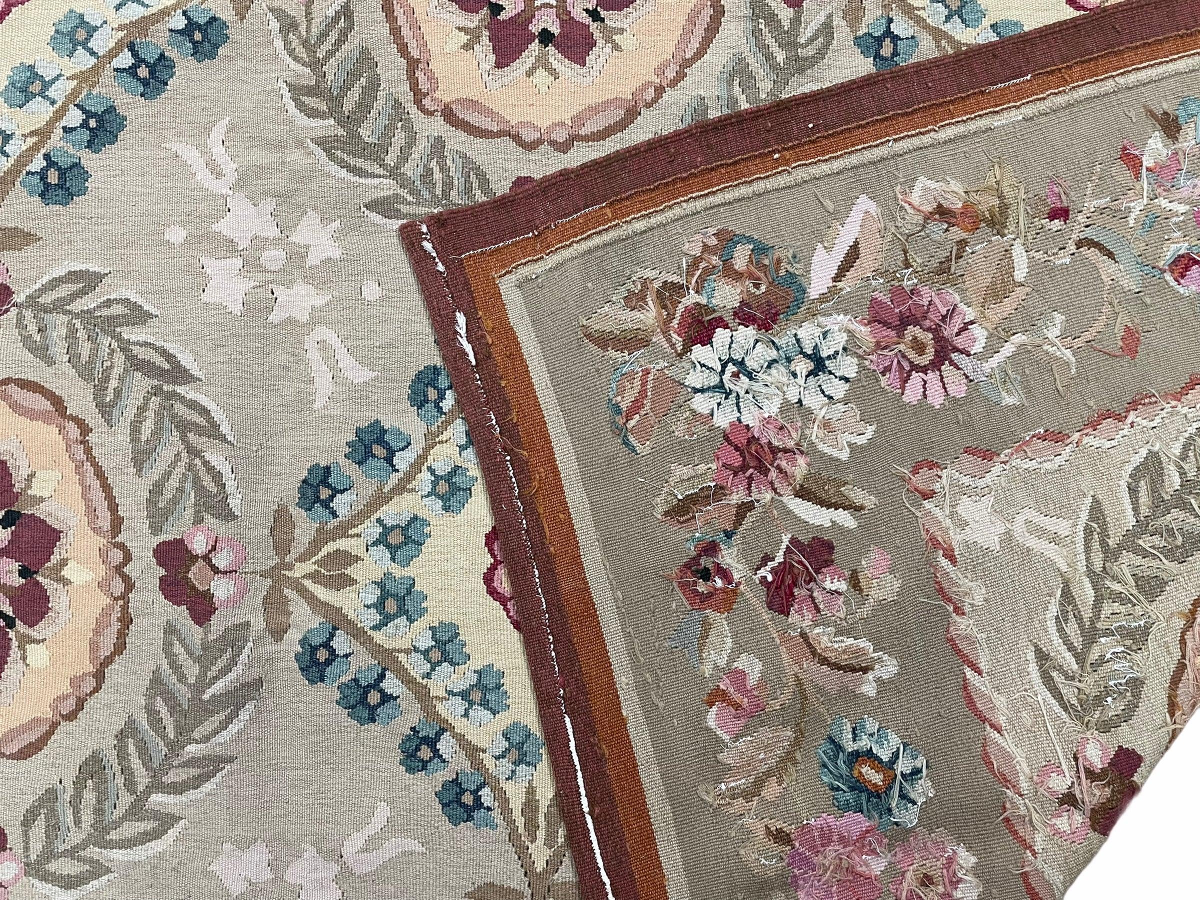 9x13 Needlepoint Carpet, French Design Rug, Hand-Knotted, Brand New Needlepoint Rug 9 x 13, English French European Style, Beige Floral - Jewel Rugs