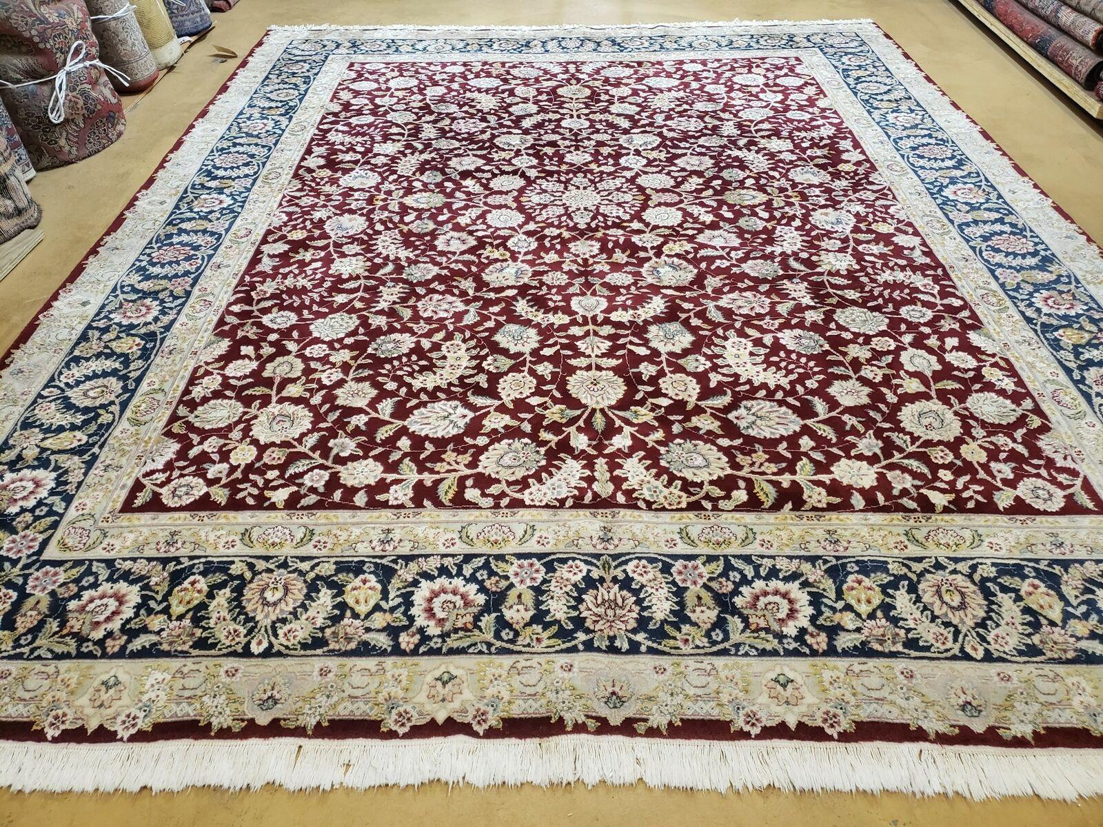 8' X 10' Vintage Handmade Oriental Floral Wool & Silk Rug Afshan Red Blue Nice - Jewel Rugs