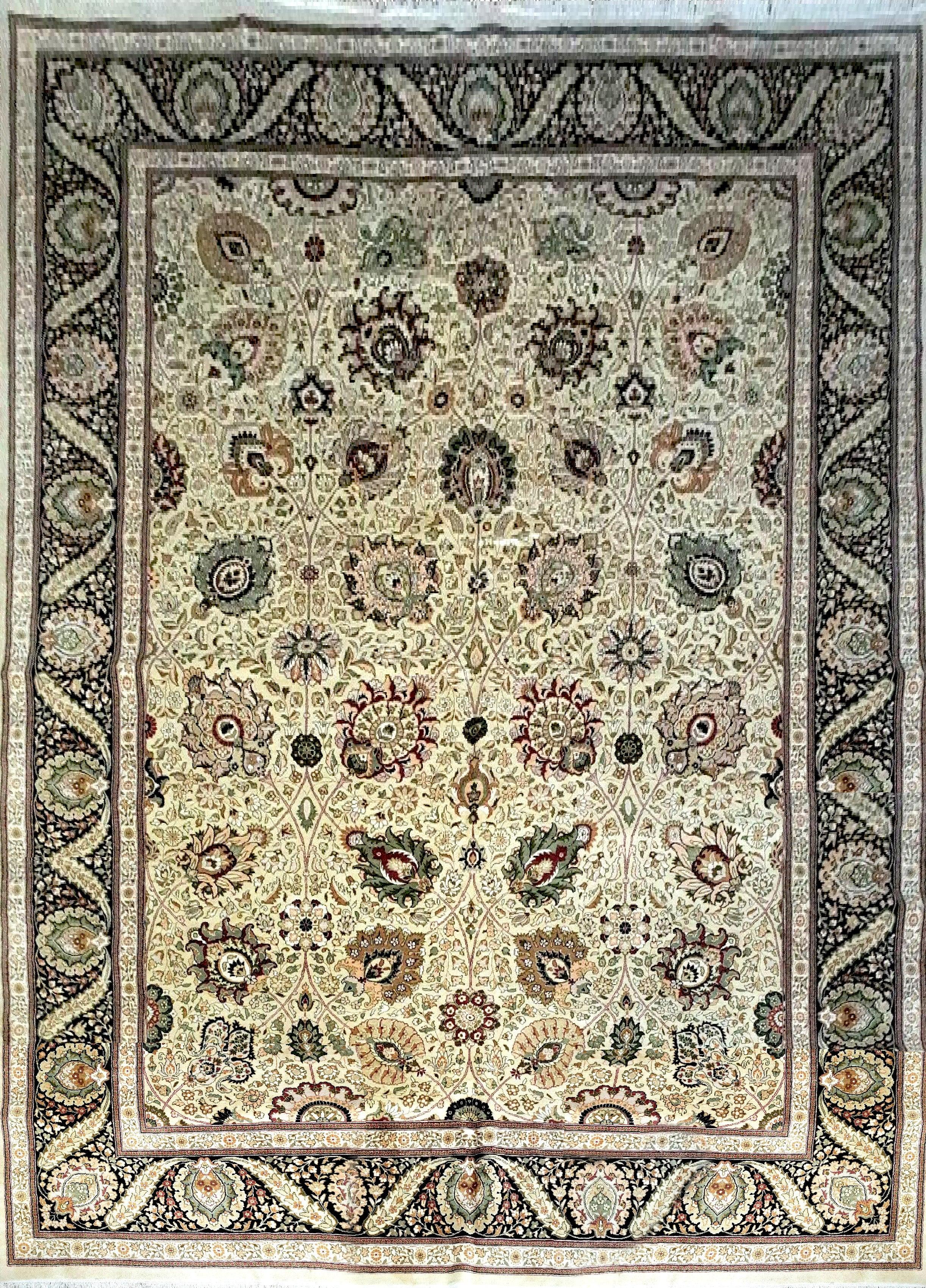 9' X 12' Vintage Handmade Chinese Oriental Wool Beige Rug - Jewel Rugs