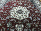 9' X 12' Vintage Handmade Indian Jaipur Wool Rug Vegy Dye Wine Red Nice - Jewel Rugs