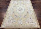 French Aubusson Rug 5x7, European Savonnerie Carpet 5 x 7 Flat Weave Handwoven, Wool & Silk, Light Colors, Floral Elegant Chinese Aubusson - Jewel Rugs