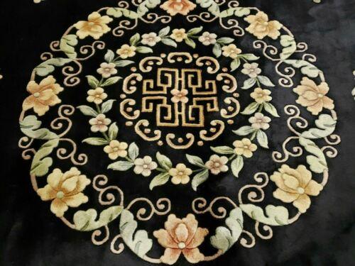 8' X 10' Hand Made Art Deco Aubusson Wool Rug 90 Lines Chinese Plush Pile Black - Jewel Rugs