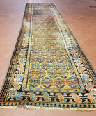 2' 9" x 12' Antique Runner Rug Mustard Yellow Gold Colorful Caucasian Karabagh Kazak Tribal 12ft Runner Nomadic Rug Collectible Carpet Rare - Jewel Rugs