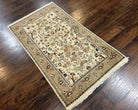 Indo Persian Rug 3x5 ft, Tree of Life Animal Pictorial Motifs, Cream Tan Handmade Wool Small Oriental Carpet, Vintage Indian Rug 3 x 5 ft - Jewel Rugs