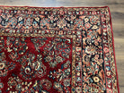 Wonderful Red Persian Sarouk Rug 9x12, 1920s Antique Persian Carpet, Floral Allover Hand Knotted Wool Oriental Rug, Room Sized Rug, Living Room Rug - Jewel Rugs