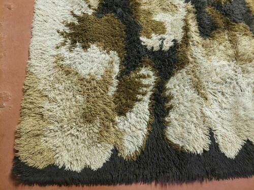 6' X 9' Vintage 1960 Danish Rya Shag DeLuxe Ege Rug Mid-Century Modern Ivory Brown - Jewel Rugs