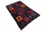 2' 9" X 4' 3" Vintage Handmade Tribal Wool Rug Balouchi Afghan Rug Blue Red 3x5 - Jewel Rugs