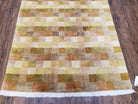 4x6 Tibetan Rug, Modern Abstract Handmade Area Rug, Checkerboard Pattern, Neutral Ivory Gold Tan Colors, Soft Pile, Mid Sized Rug, Nepali - Jewel Rugs