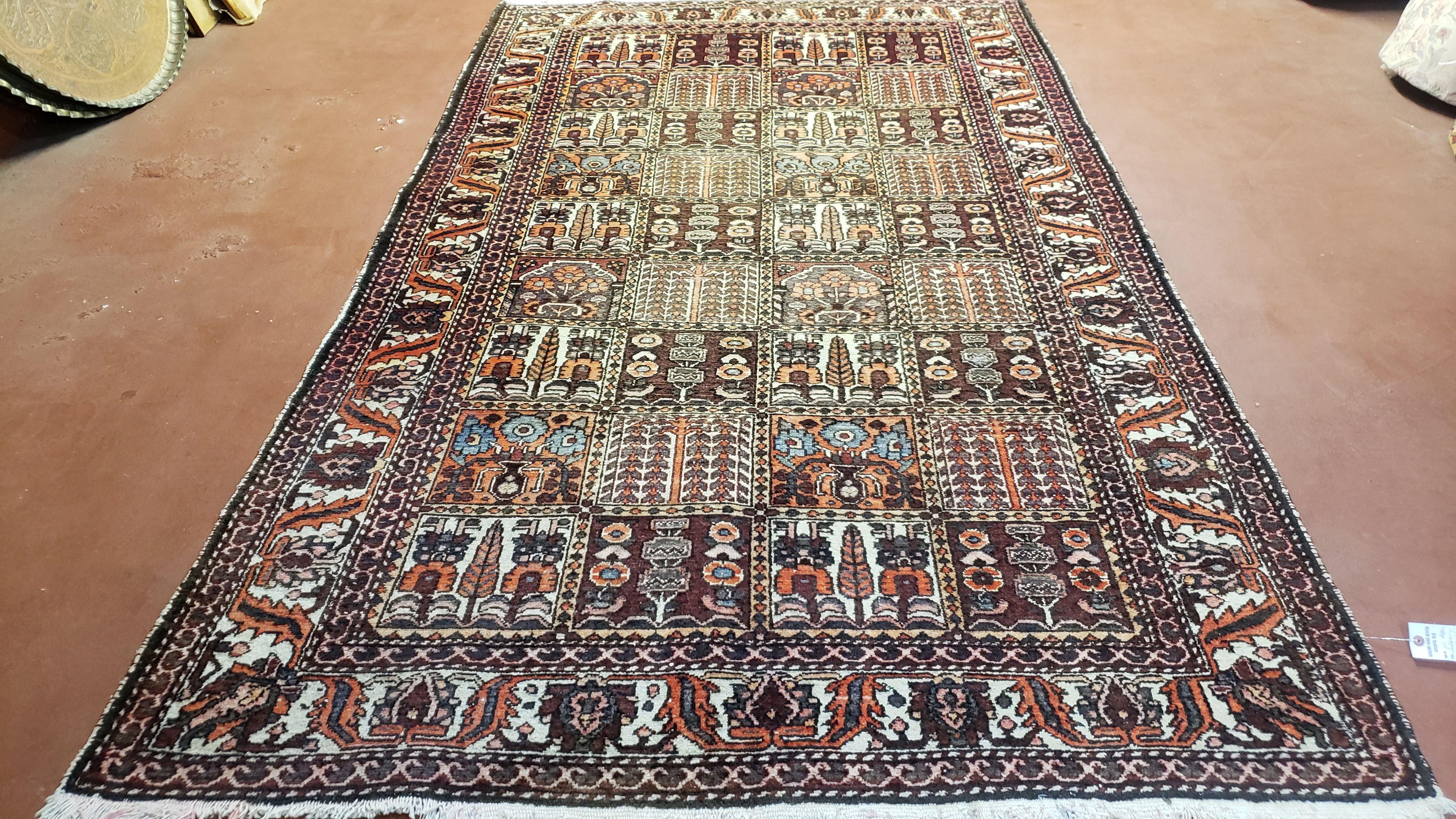 Vintage Persian Bakhtiari Rug, Four Seasons, Panels, Wool, Hand-Knotted, 5' 6" x 9' 5" - Jewel Rugs