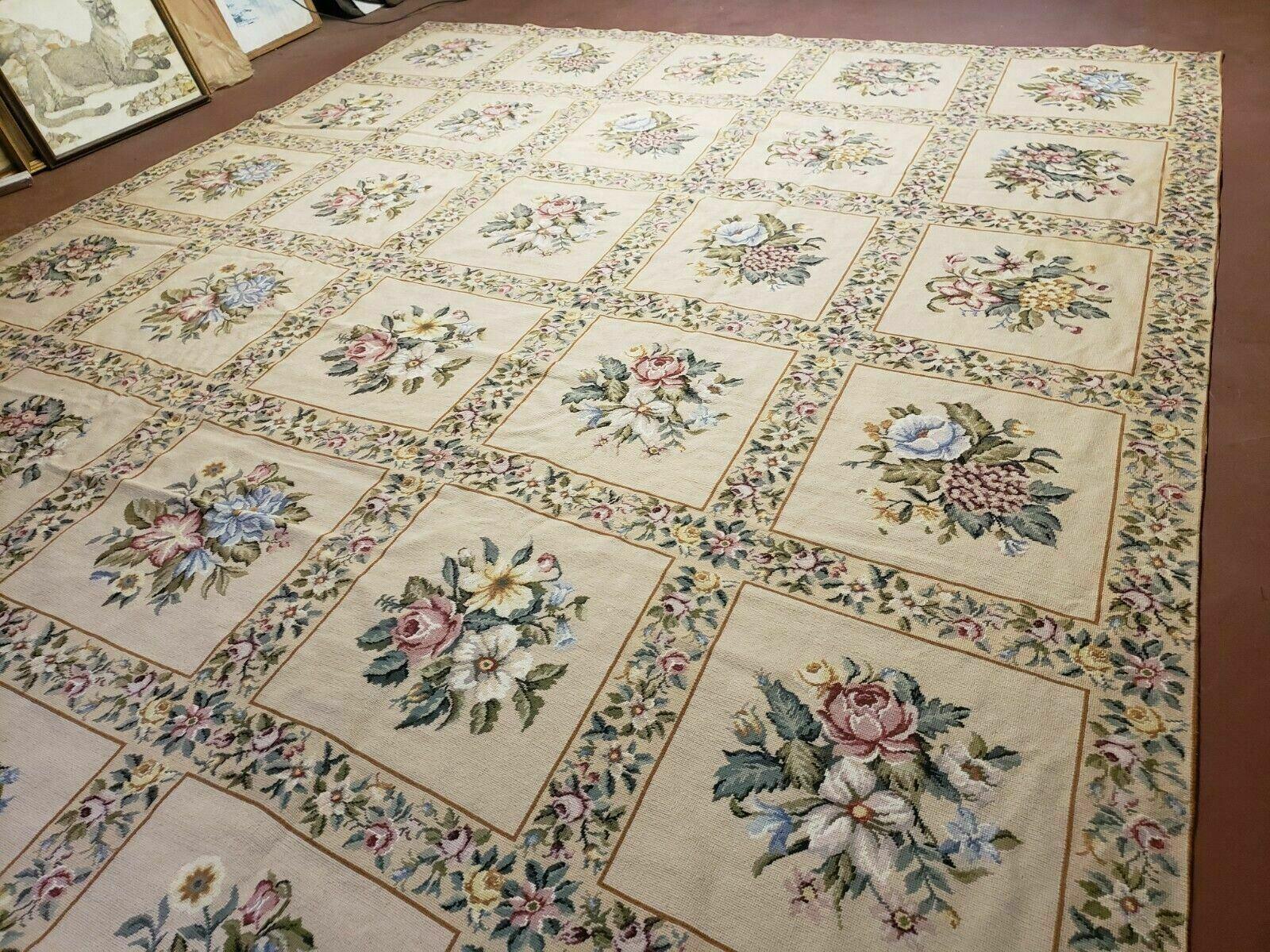 9' X 12' Handmade French Aubusson Savonnerie Garden Design Needlepoint Rug Nice - Jewel Rugs