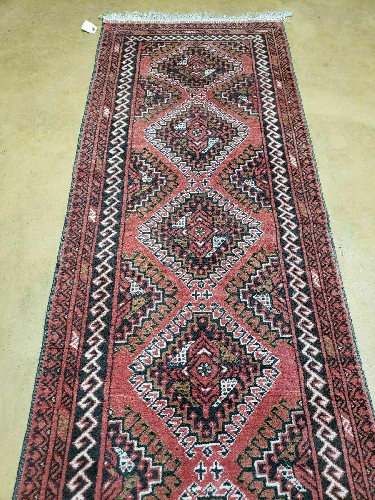 2' 5" X 9' Vintage Handmade Bokhara Red Turkoman Pakistani Wool Runner Rug Organic - Jewel Rugs