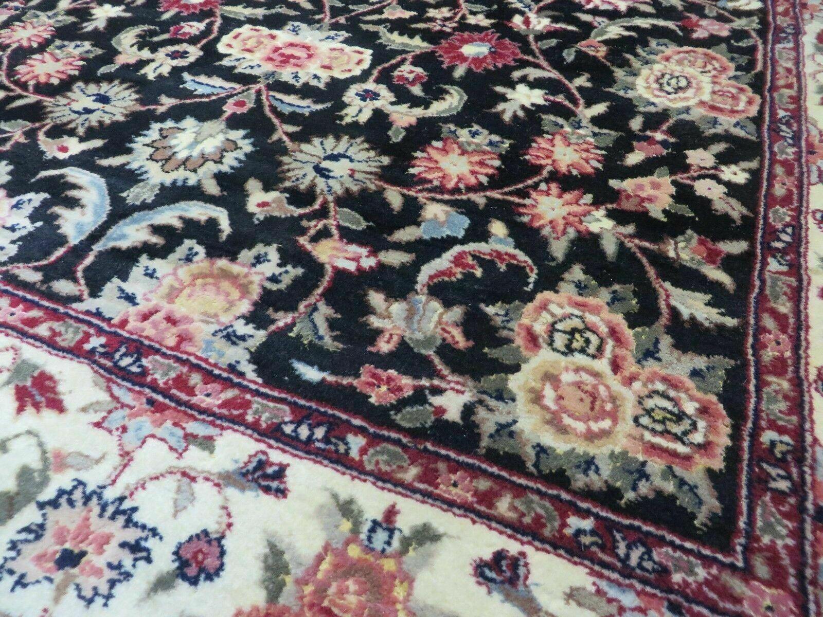 4' X 6' Vintage Hand Knotted India Jaipur Wool Rug Black Silk High Lights - Jewel Rugs