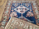 Blue Vintage Persian Hamadan Rug, Wool, Hand-Knotted, 4x6 ft - Jewel Rugs